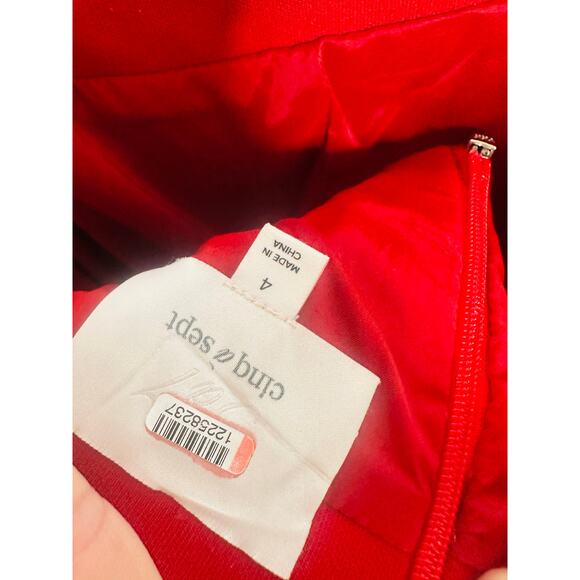 CINQ A SEPT Red Square Neck Back Cutouts Sleeveless Dakota Midi Dress size 4 - Picture 9 of 16